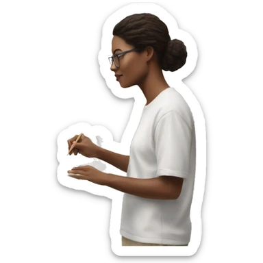 artist painting a view on a canvas sticker