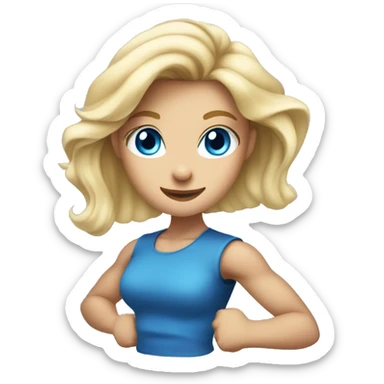 blonde blue eyed girl flexing sticker