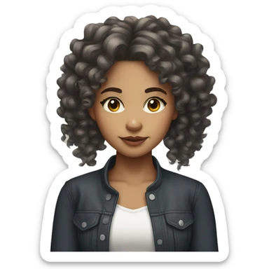 light skin girl with curly hair and bows in her hair  sticker
