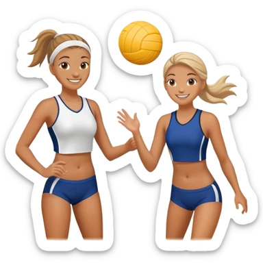 Bff playing volleyball  sticker