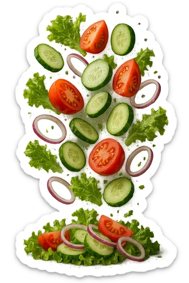 INSALATA CHE CADE DALL'ALTO, IPERREALISTICO 4K sticker