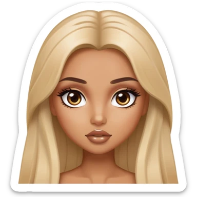 light long hair, pretty eyes, pretty makeup, pretty bratz baddie sticker