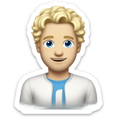 full body standing light curl blonde 30yo man blue eyed pale skin sticker