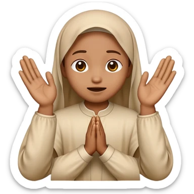 Emoji with prayer hands in front begging sticker