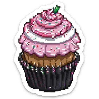 cupcake with pink icing and sprinkles sticker