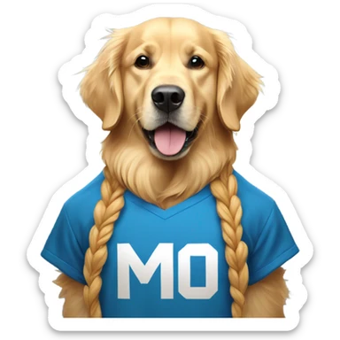 Golden retriever dog wearing a Messi t shirt  sticker