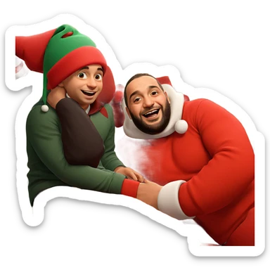 happy boys in santa hats sticker