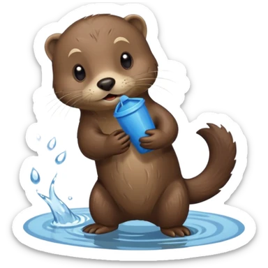 an otter picking up trash sticker