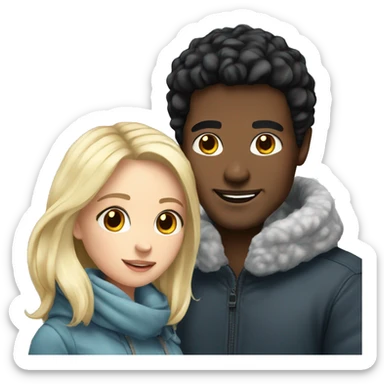 Winter couple Sweet - black hair man und blond girl sticker