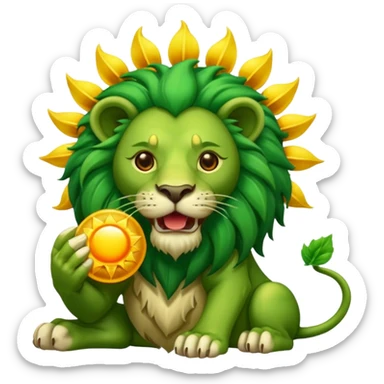 Alchemist style green lion devouring sun sticker