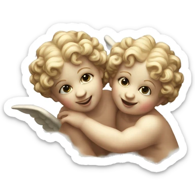 Twin cherubs in clouds classical Renaissance  sticker