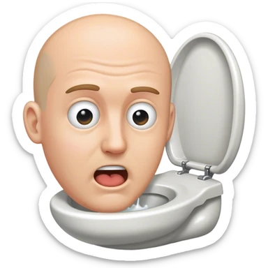 A toilet with a white man’s head out of it sticker