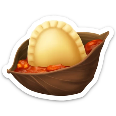 A small, oval fermented cornmeal dumpling wrapped in/brown leaves – West African staple, round shape often served with thick red stew or fish. sticker