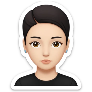 make it non gendered, black top, says PION! on their forehead sticker