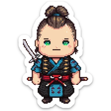 Samurai with topknot sticker