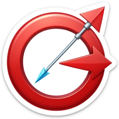 Red hollow circle with a tilted arrow going through it sticker