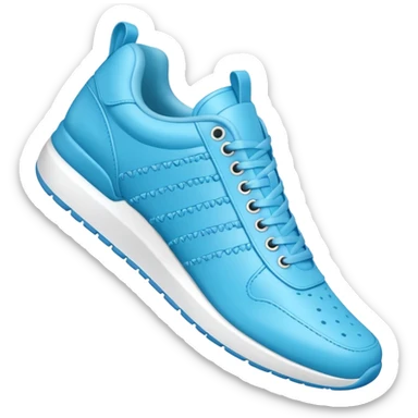 A 3D cartoon Sky Blue sneaker with soft texture, lace-up detail, and smooth reflections, isolated on plain background, Memoji-style. sticker