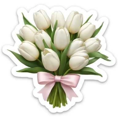 White tulips bouquet with light pink bow  sticker