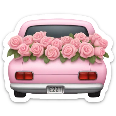 pink pastel car in the trunk many roses sticker