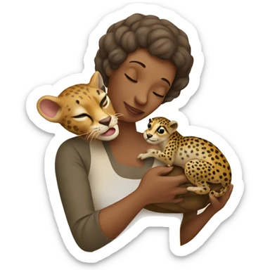 mother cradling a snail cheetah sticker