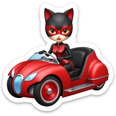 Hot rod Cat Woman’s sports futuristic Catmobile twin seated car  sticker