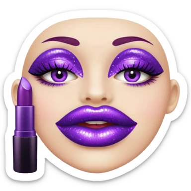 glitter purple lipstick sticker
