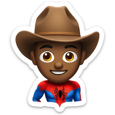 spider-man with cowboy hat on sticker