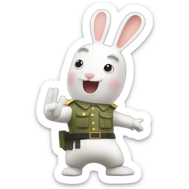 Ubisoft Rabbids doing military Salutation sticker