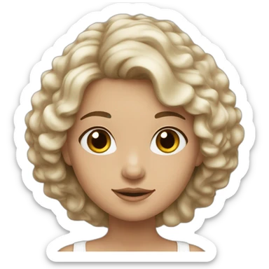 Fille blanche couette cheveux marron sticker