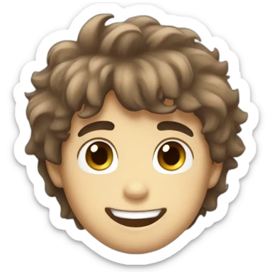 derpy smile fluffy brown hair boy sticker