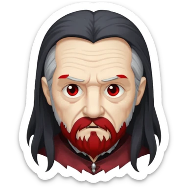 sad face vampire old man long hair with beard half dress
 sticker