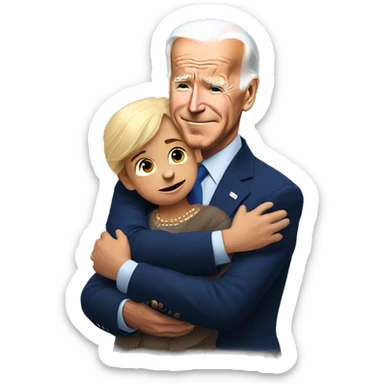 Biden hugging a small child that looks nervous sticker