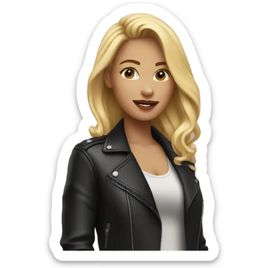 blonde in leather jacket outdoors sticker