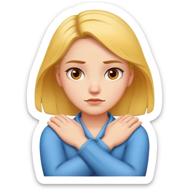 Girl with arms crossed around her neck mad sticker