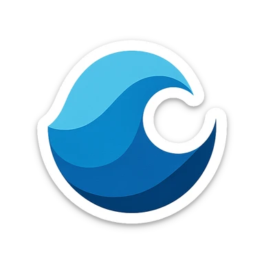 Amwaj brand logo, modern, clean, professional, abstract wave or water motif, blue tones, suitable for a premium brand, no text sticker