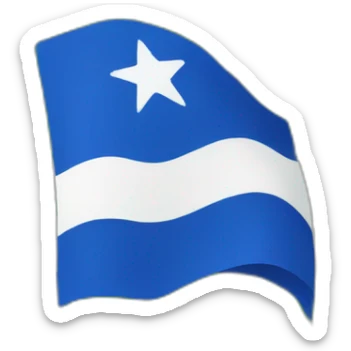 flag with horizontal colors from top to bottom: blue, white, green sticker