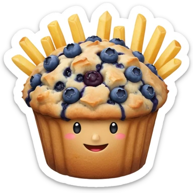 A McDonald's blueberry muffin with a side of French fries sticker
