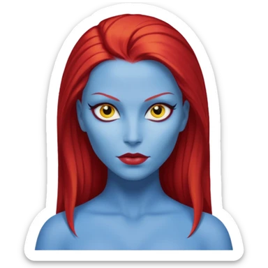  x-men mystique red sleek back hair yellow eye  sticker