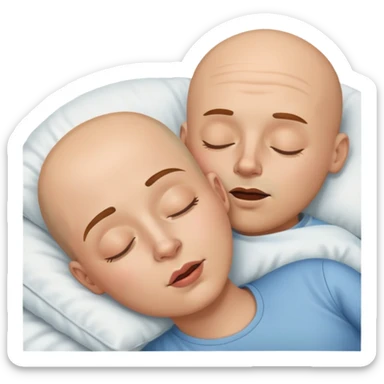 bald man and brown curly hair woman sleeping and snoring sticker