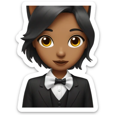 girl with a tuxedo cat sticker