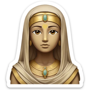 Cinematic Noble Mummy Portrait Emoji, Regal and timeless, with a meticulously wrapped, ancient form in muted earth tones accented by faded gold, exuding an air of forgotten majesty and solemn duty, simplified yet elegant with intricate bandage details, highly detailed and softly glowing, evoking the dignified mystery of an eternal sentinel guarding long-lost secrets! sticker