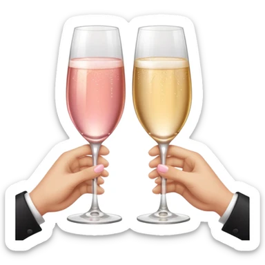 champagne glasses with pink champagne giving cheers with two hands with five fingers sticker