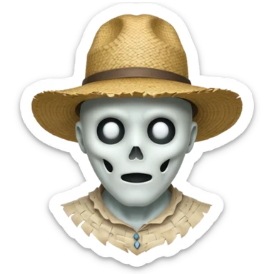 ghost farmer portrait, head and shoulders only, straw hat, spooky pale face, cracked skin, haunted vibe, 3D cartoon, mobile game icon style, clean background, no text, no watermark
 
 sticker