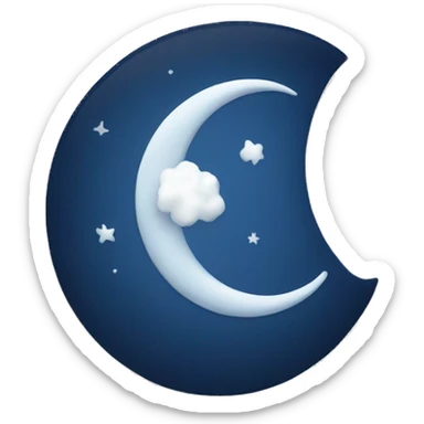 A dark blue moon with a small white bow on the right side sticker