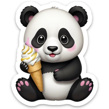 Panda eating ice cream sticker