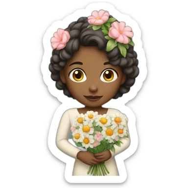 Girl with a bouquet sticker
