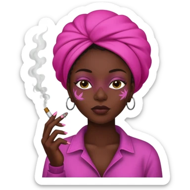 black woman smoking weed in pink tones sticker