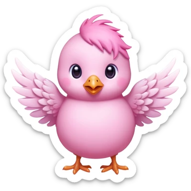 cute pink chick with small wings emoji, kawaii style, magical glow, pastel colors, transparent background, twitch emote sticker