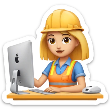 Chica arquitecta trabajando en la pc  sticker