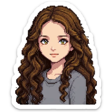 A girl with long, wavy brown hair sticker